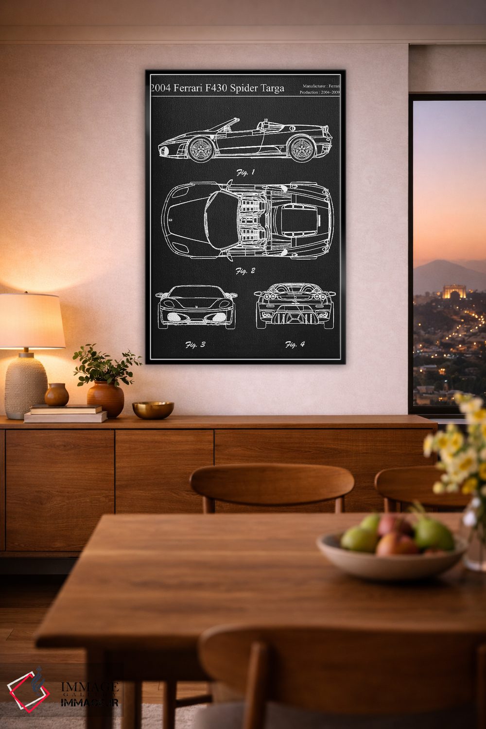 تابلو دکوراتیو فراری F430 اسپایدر تارگا مدل ۲۰۰۴ اثر جوزف فرناندو - D4B