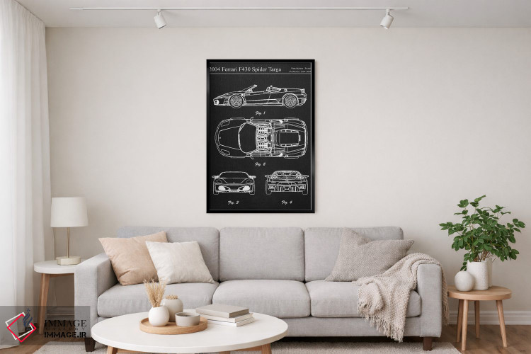 تابلو دکوراتیو فراری F430 اسپایدر تارگا مدل ۲۰۰۴ اثر جوزف فرناندو - D5B