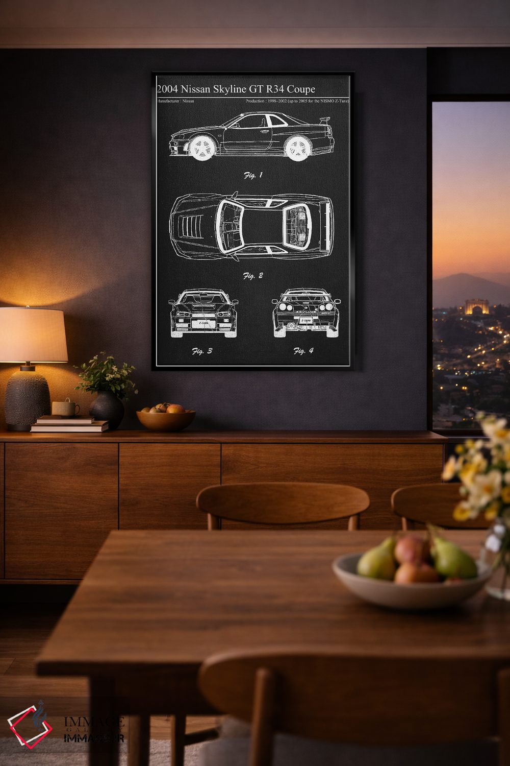 تابلو دکوراتیو نیسان اسکای لاین GT R34 کوپه مدل ۲۰۰۴ اثر جوزف فرناندو - D2B
