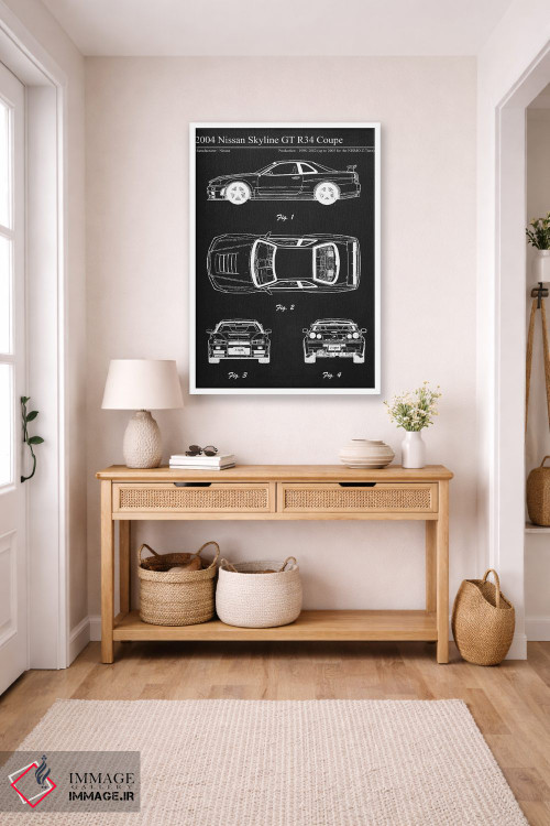 تابلو دکوراتیو نیسان اسکای لاین GT R34 کوپه مدل ۲۰۰۴ اثر جوزف فرناندو - D4W