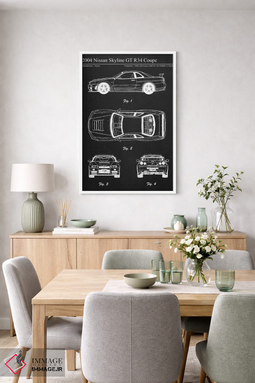 تابلو دکوراتیو نیسان اسکای لاین GT R34 کوپه مدل ۲۰۰۴ اثر جوزف فرناندو - D5W