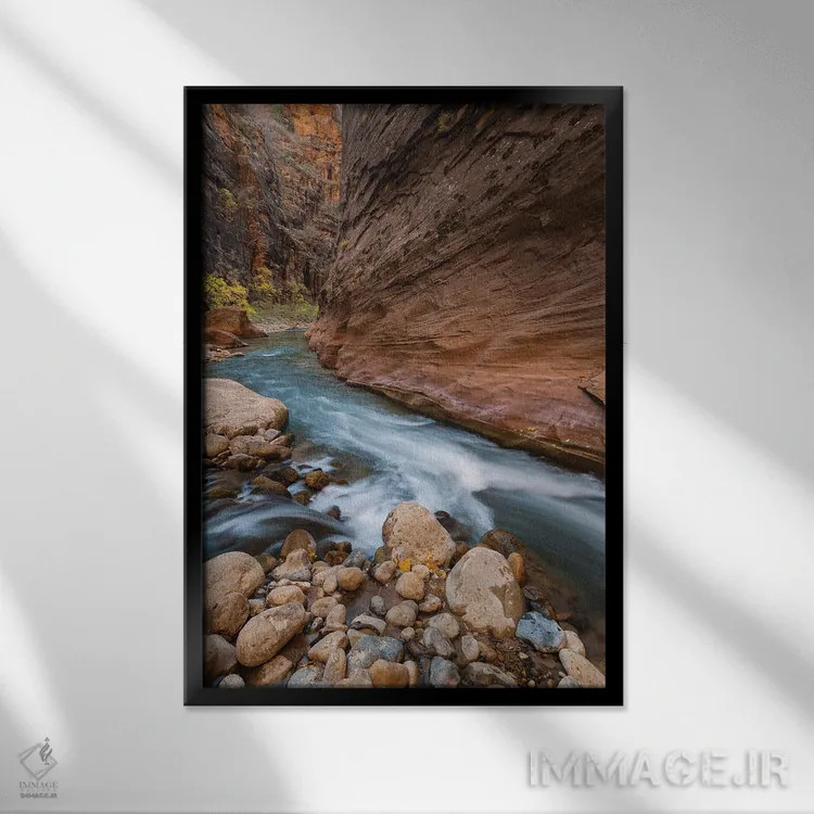 تابلو دکوراتیو Zion National Park, Utah,رودخانه ویرجین، پارک ملی صهیون، یوتا اثر جف فوت - نمای قابدار مشکی