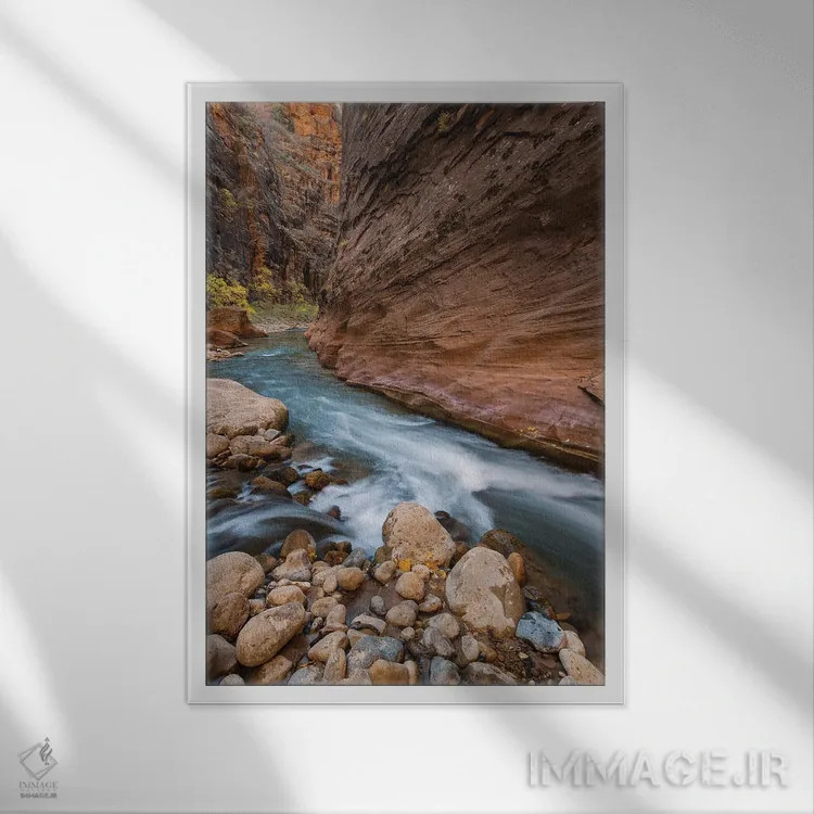 تابلو دکوراتیو Zion National Park, Utah,رودخانه ویرجین، پارک ملی صهیون، یوتا اثر جف فوت - نمای قابدار سفید