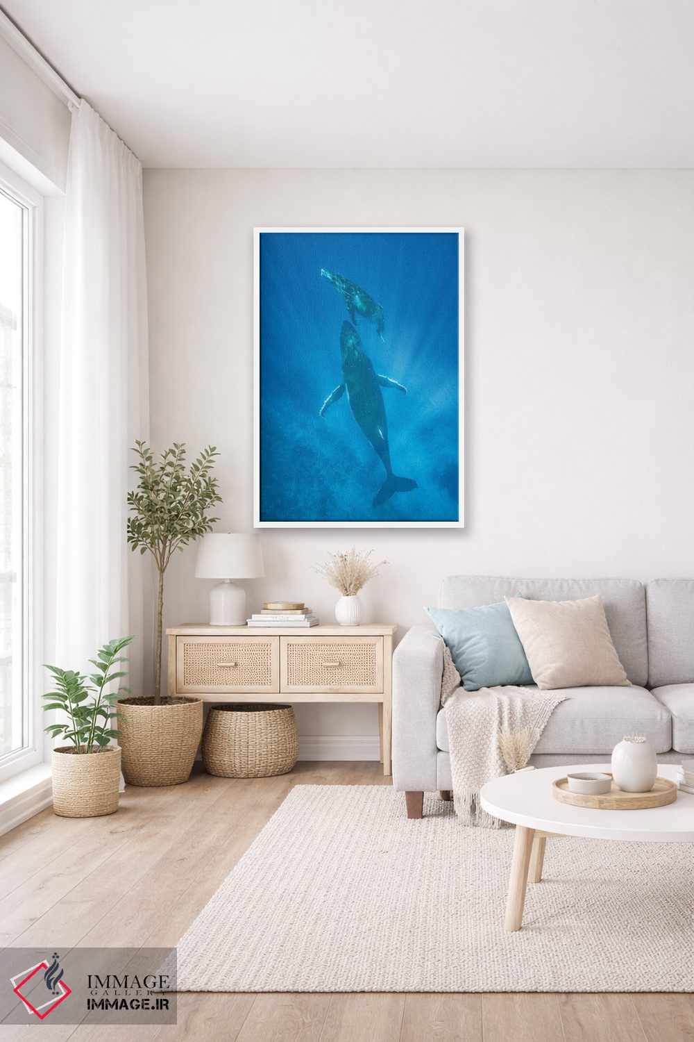 تابلو دکوراتیو Tonga,نهنگ گوژپشت مادر و توله اش، تونگا اثر جف فوت - D2W