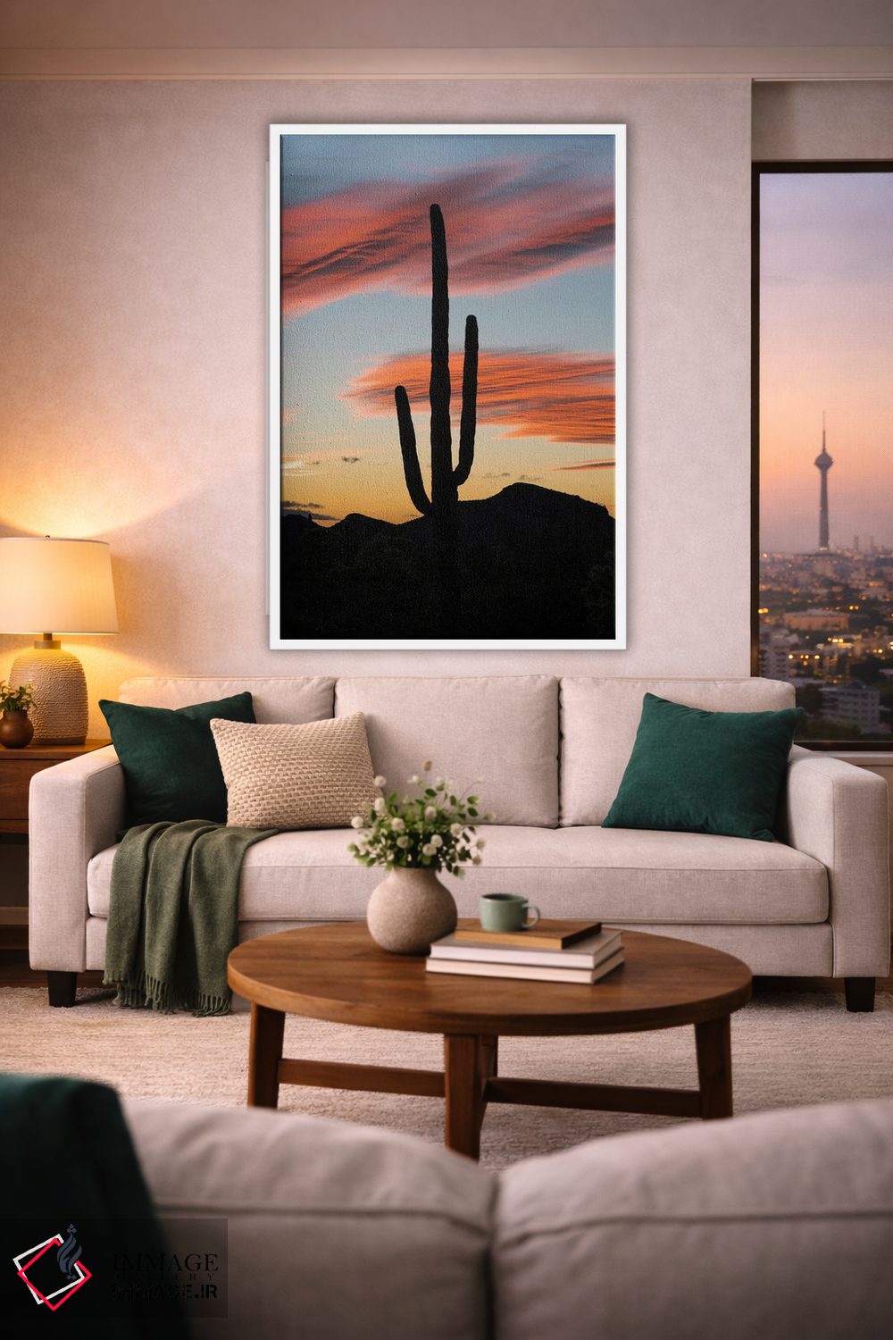 تابلو دکوراتیو Organ Pipe Cactus National Monument, Arizona,کاکتوس ساگوارو در غ… اثر جف فوت - D1W