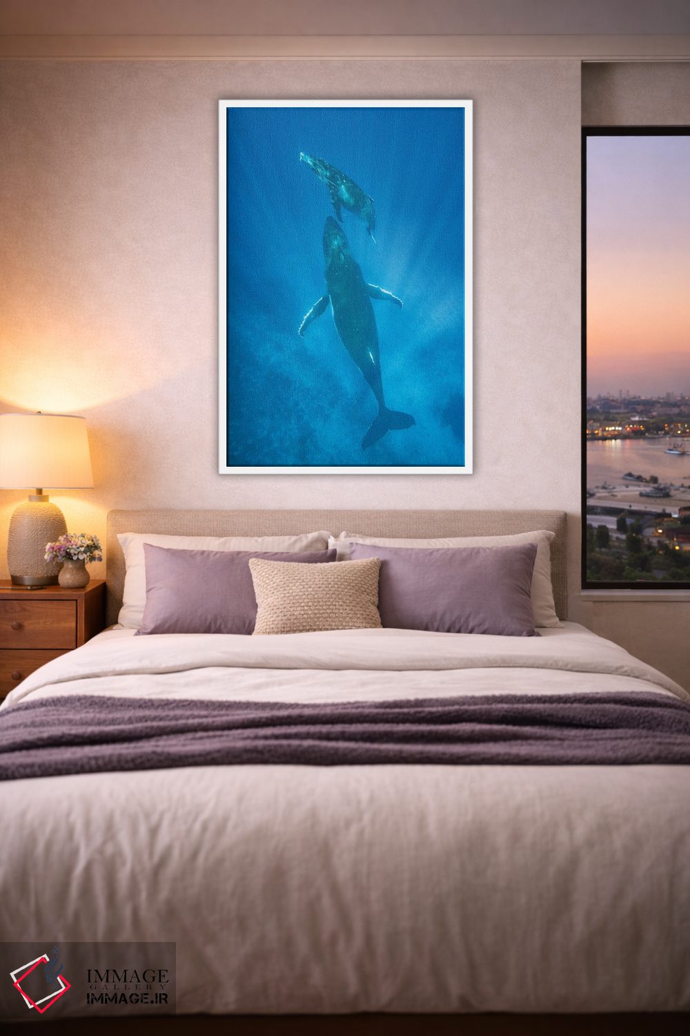 تابلو دکوراتیو Tonga,نهنگ گوژپشت مادر و توله اش، تونگا اثر جف فوت - D4W