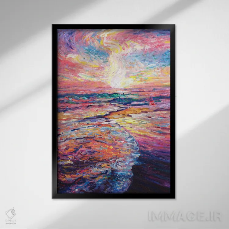 تابلو انتزاعی طلای اقیانوس آرام اثر جف جانسون - نمای قابدار مشکی