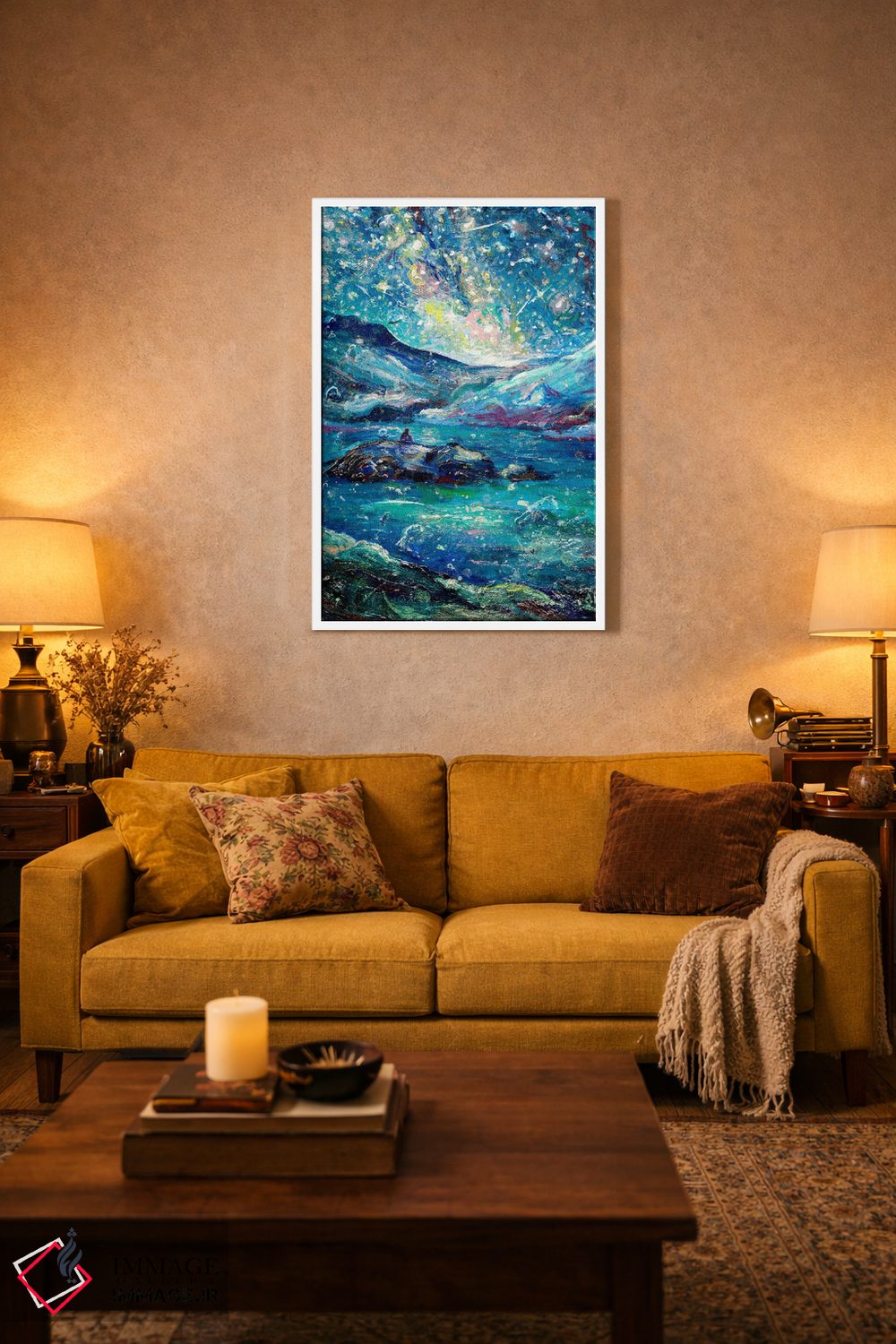 تابلو انتزاعی دریاچه جزیره ای اثر جف جانسون - D1W