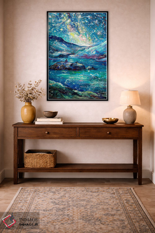 تابلو انتزاعی دریاچه جزیره ای اثر جف جانسون - D4B