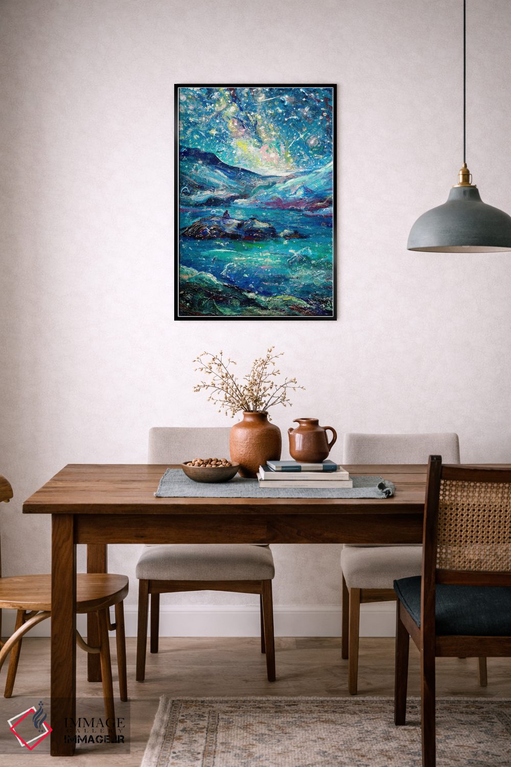 تابلو انتزاعی دریاچه جزیره ای اثر جف جانسون - D6B