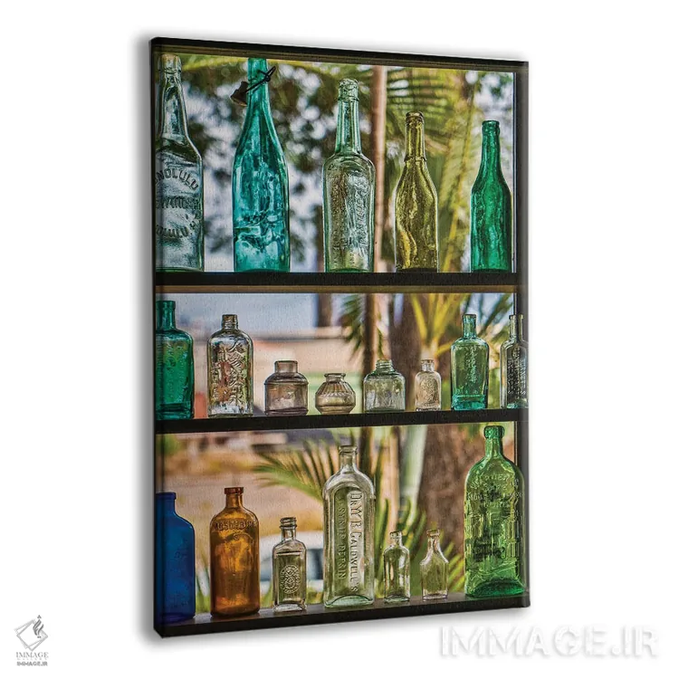 تابلو دکوراتیو مجموعه بطری ها اثر جنت فیکار - نمای پرسپکتیو محصول