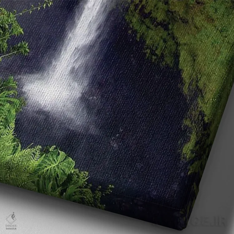 تابلو دکوراتیو شیرجه به آبشار اثر جنت فیکار - نمای نزدیک بافت بوم