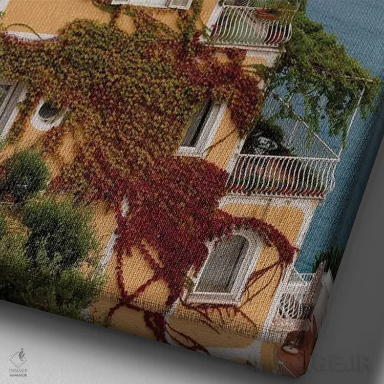 تابلو دکوراتیو بر لبه نشسته اثر جنت فیکار - نمای نزدیک بافت بوم