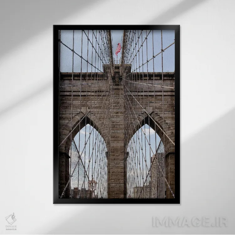 تابلو دکوراتیو پل بروکلین II اثر جنت فیکار - نمای قابدار مشکی