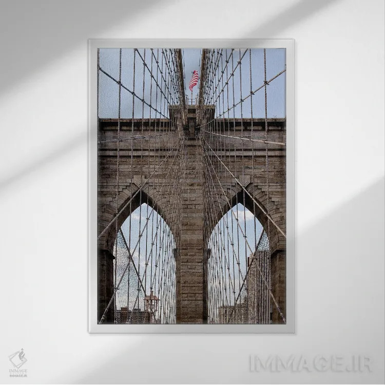 تابلو دکوراتیو پل بروکلین II اثر جنت فیکار - نمای قابدار سفید