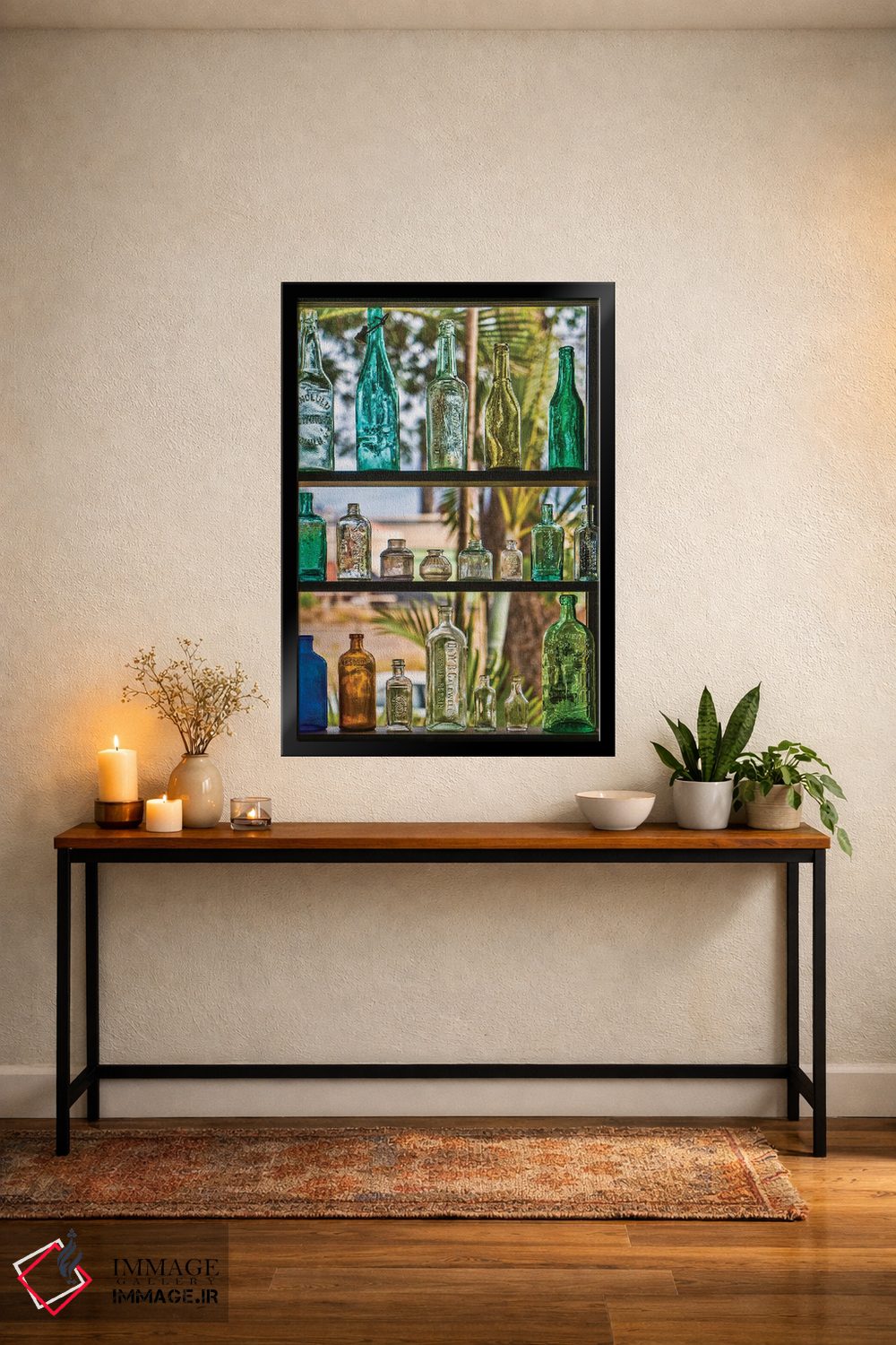 تابلو دکوراتیو مجموعه بطری ها اثر جنت فیکار - D4B
