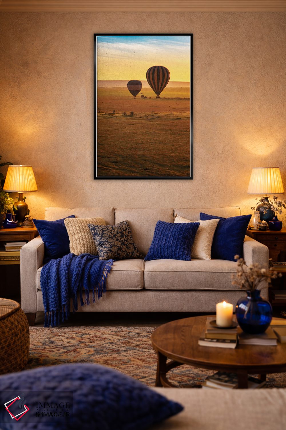 تابلو دکوراتیو بالن هوای گرم بر فراز مارا II اثر جنت فیکار - D5B