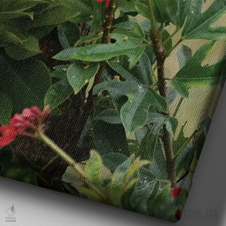 تابلو دکوراتیو طبیعت و دارکوب اثر جنت فیکار - نمای نزدیک بافت بوم