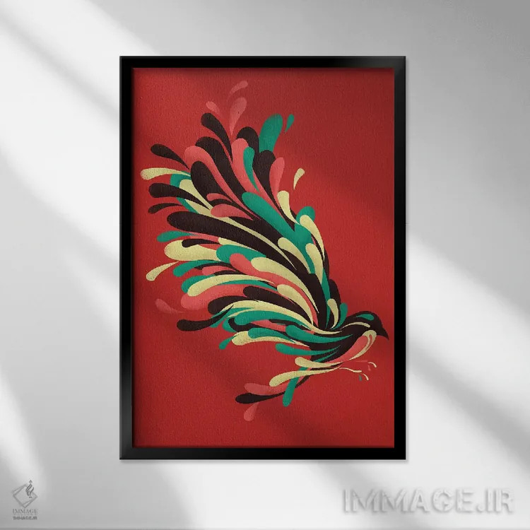 تابلو دکوراتیو پرنده گان اثر جی فلک - نمای قابدار مشکی