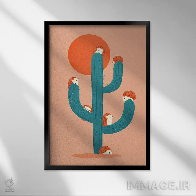 تابلو دکوراتیو خار دار اثر جی فلک - نمای قابدار مشکی