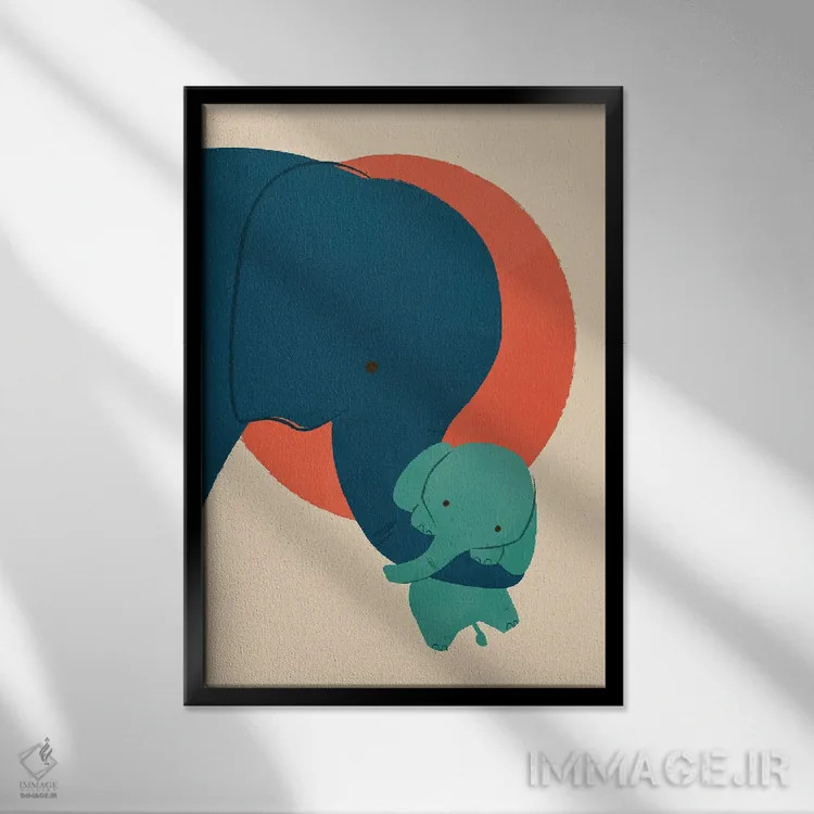 تابلو دکوراتیو فیل بچه ۲ اثر جی فلک - نمای قابدار مشکی