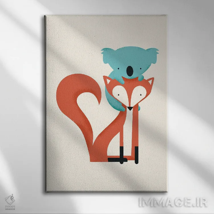 تابلو دکوراتیو روباه و کوالا اثر جی فلک - نمای روبهرو روی دیوار