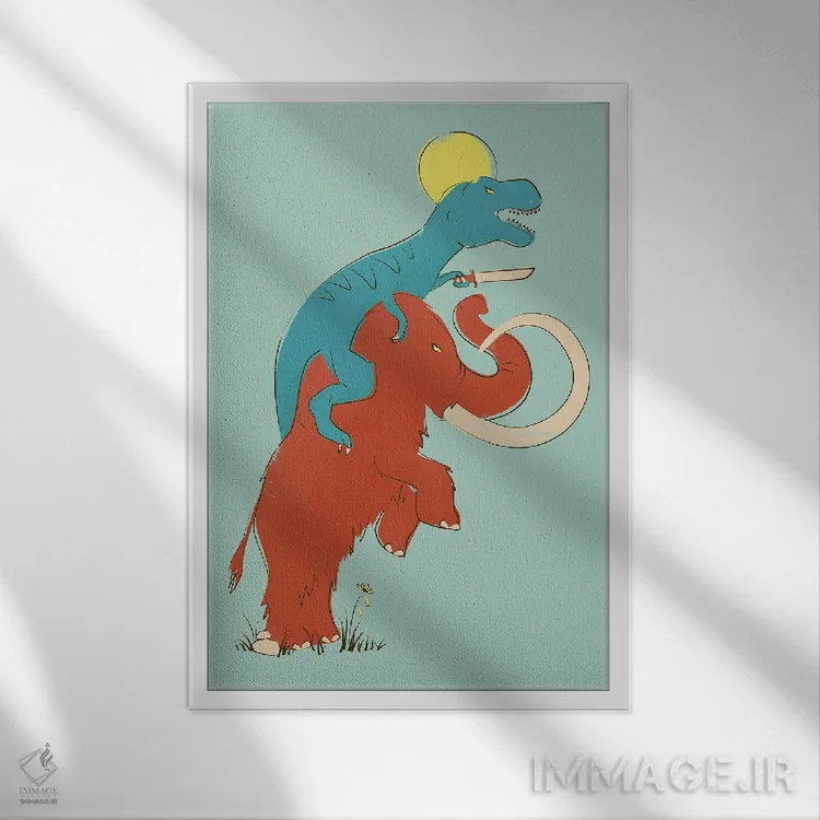 تابلو دکوراتیو یورش! اثر جی فلک - نمای قابدار سفید