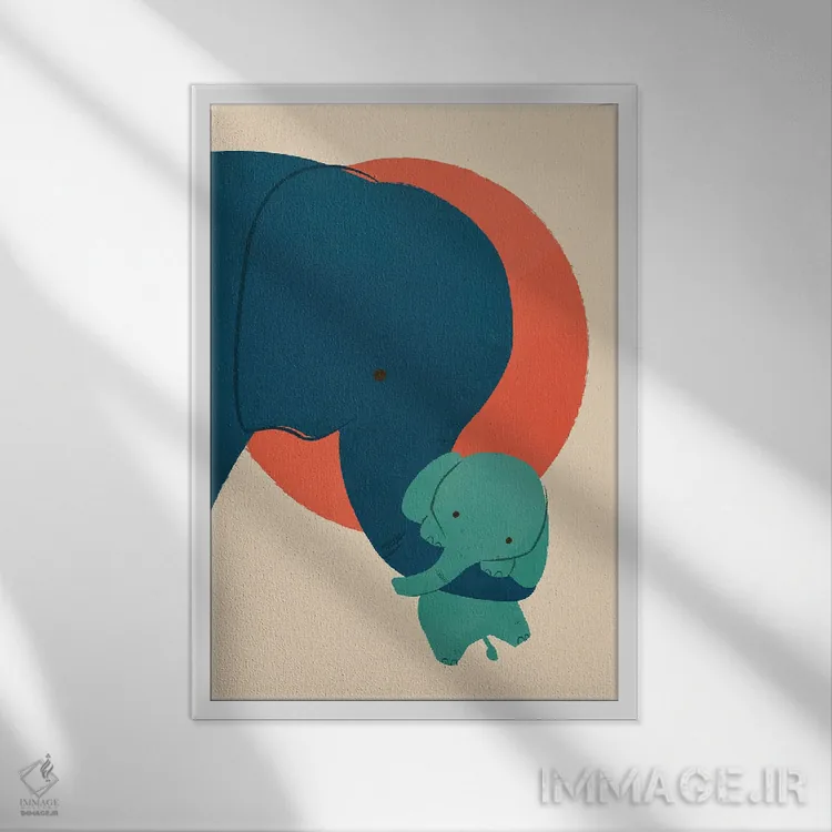 تابلو دکوراتیو فیل بچه ۲ اثر جی فلک - نمای قابدار سفید