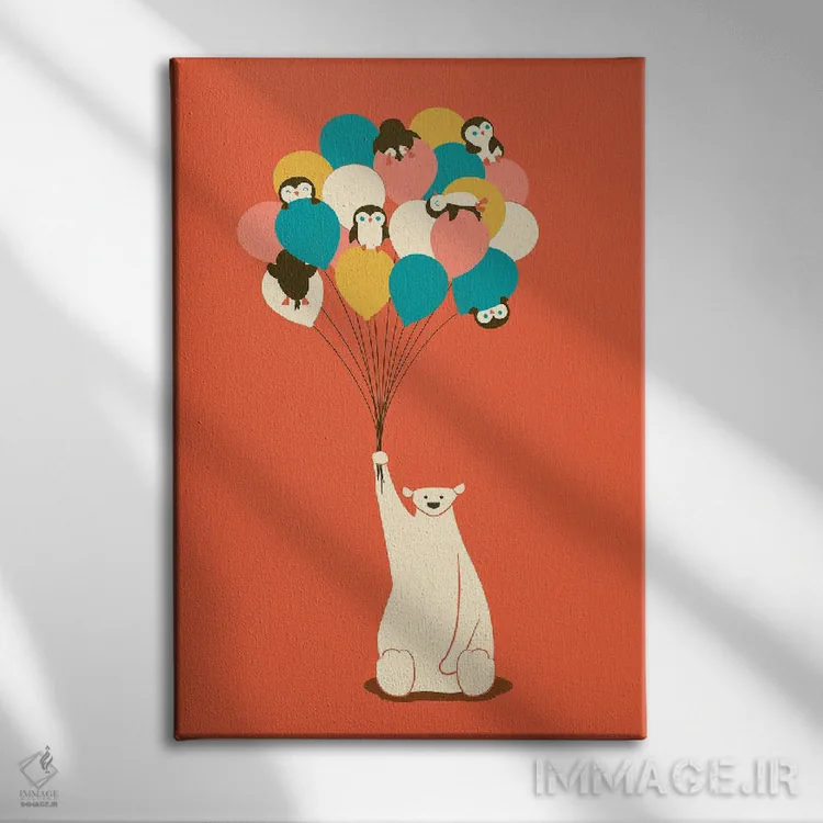 تابلو دکوراتیو دسته گل پنگوینی اثر جی فلک - نمای روبهرو روی دیوار