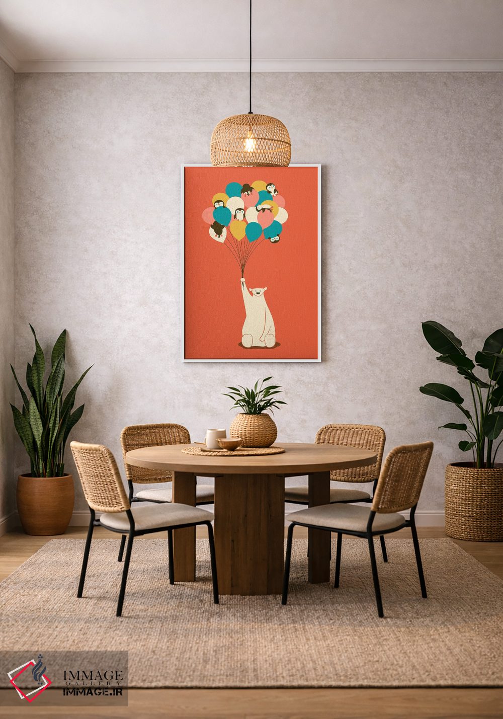 تابلو دکوراتیو دسته گل پنگوینی اثر جی فلک - D2W