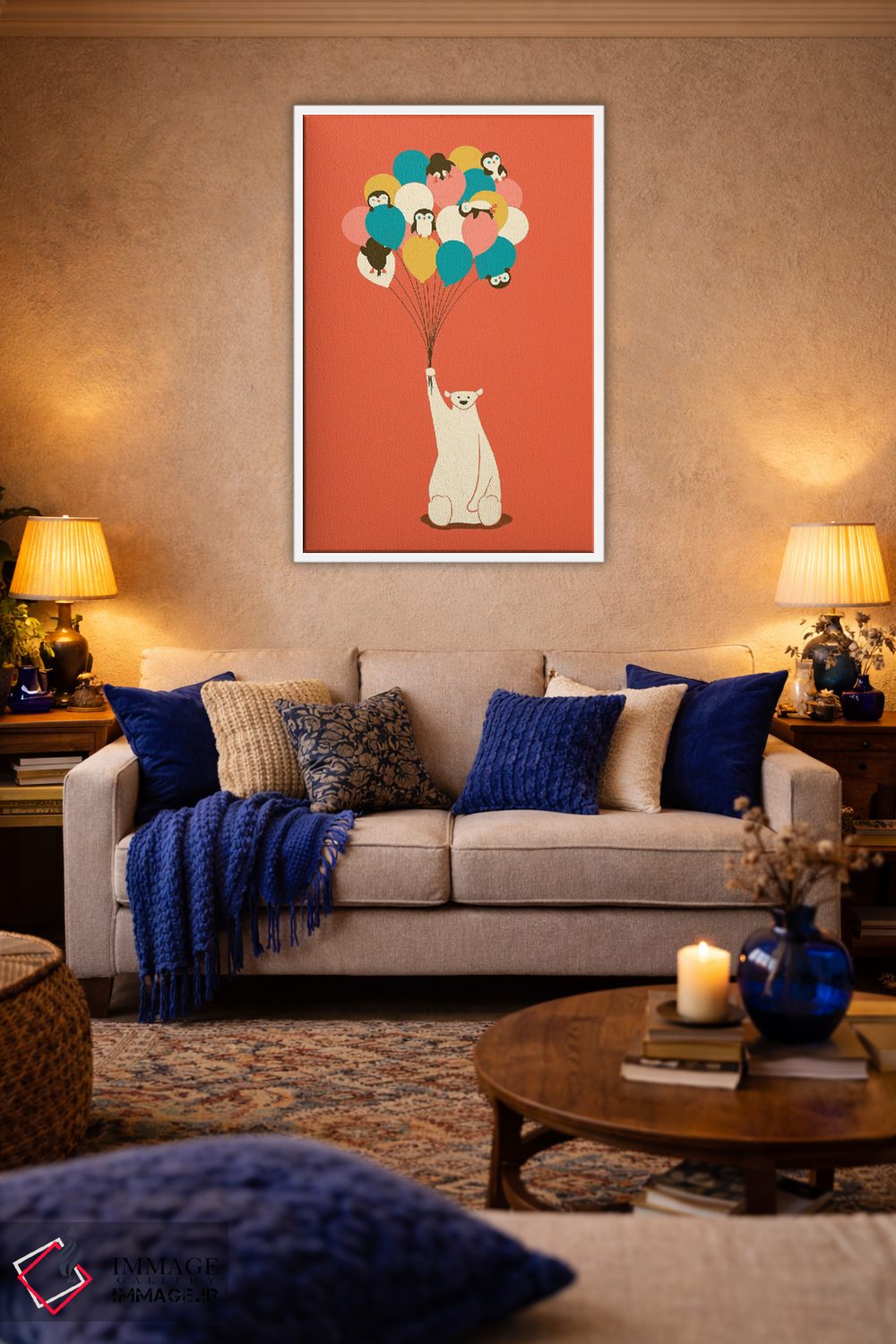 تابلو دکوراتیو دسته گل پنگوینی اثر جی فلک - D3W