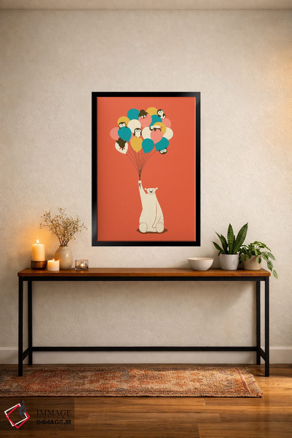 تابلو دکوراتیو دسته گل پنگوینی اثر جی فلک - D5B