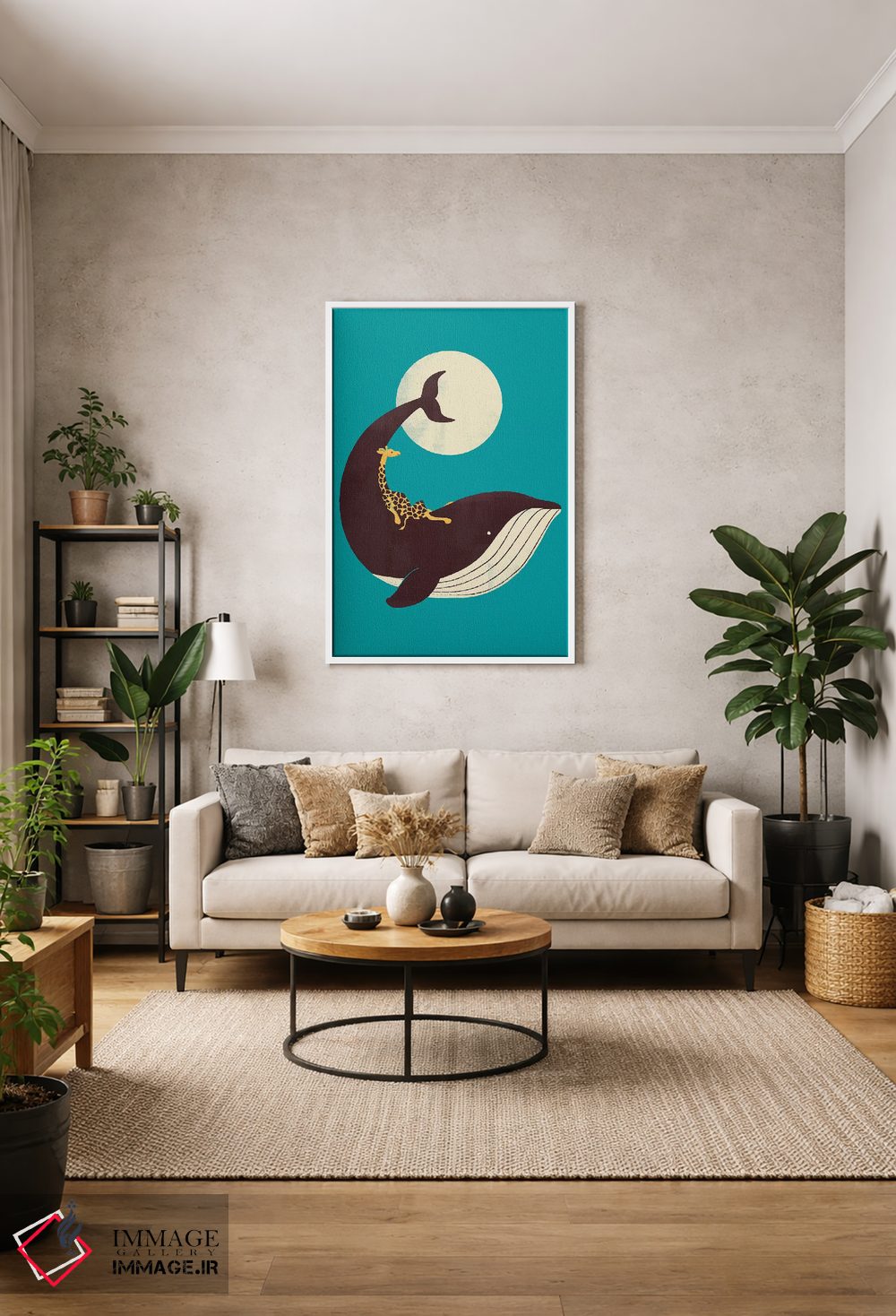 تابلو دکوراتیو زرافه و نهنگ اثر جی فلک - D1W