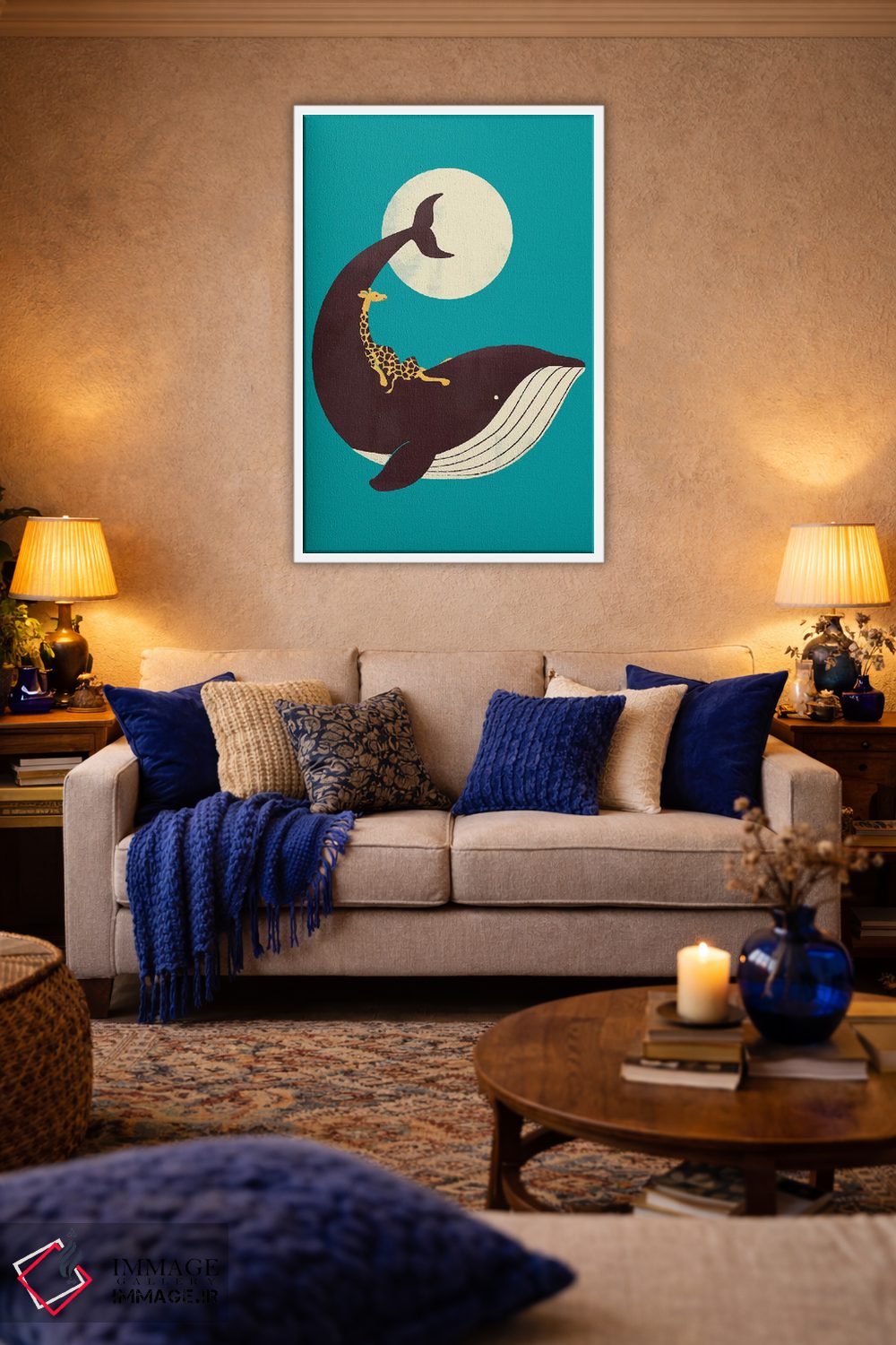تابلو دکوراتیو زرافه و نهنگ اثر جی فلک - D3W