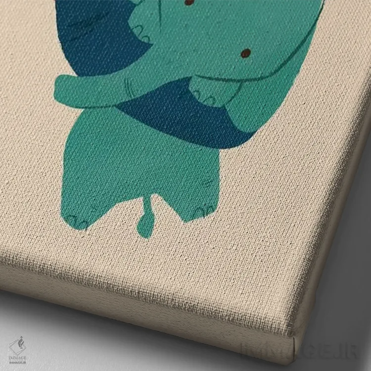 تابلو مدرن فیل بچه اثر جی فلک - نمای نزدیک بافت بوم
