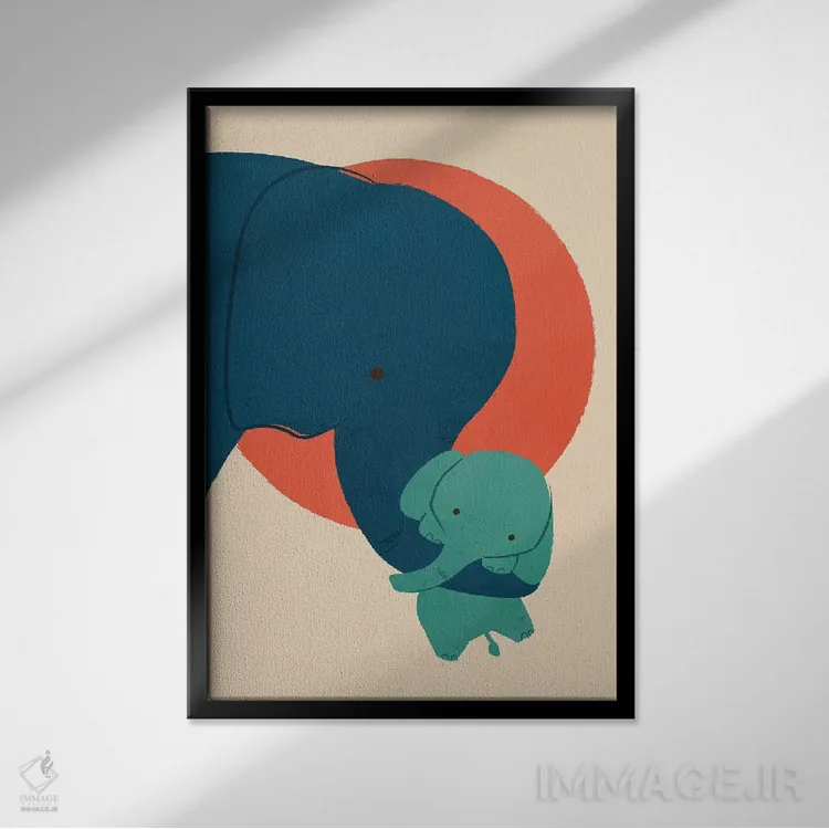 تابلو مدرن فیل بچه اثر جی فلک - نمای قابدار مشکی