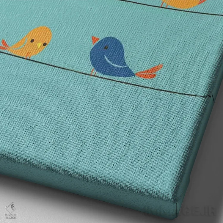 تابلو مدرن تماشای پرندگان اثر جی فلک - نمای نزدیک بافت بوم