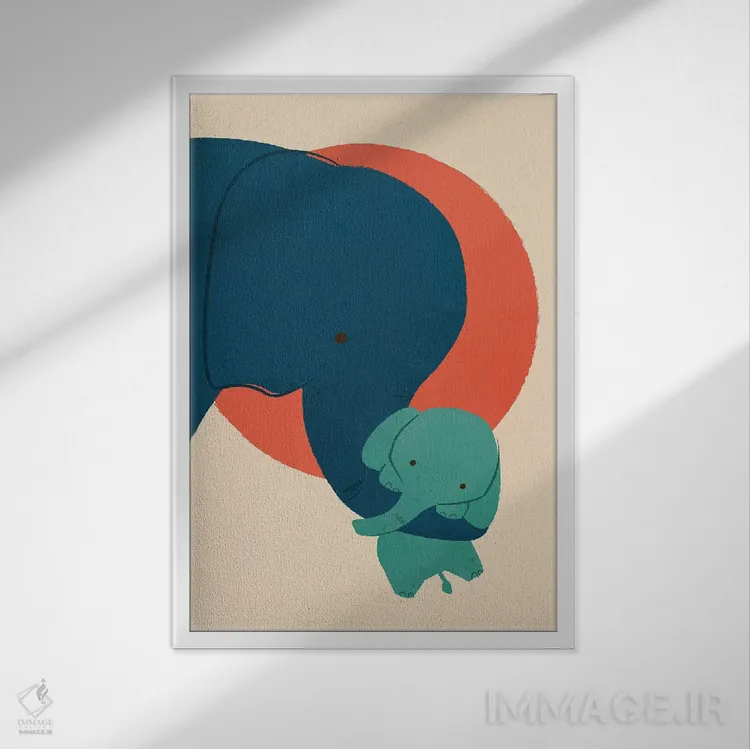 تابلو مدرن فیل بچه اثر جی فلک - نمای قابدار سفید