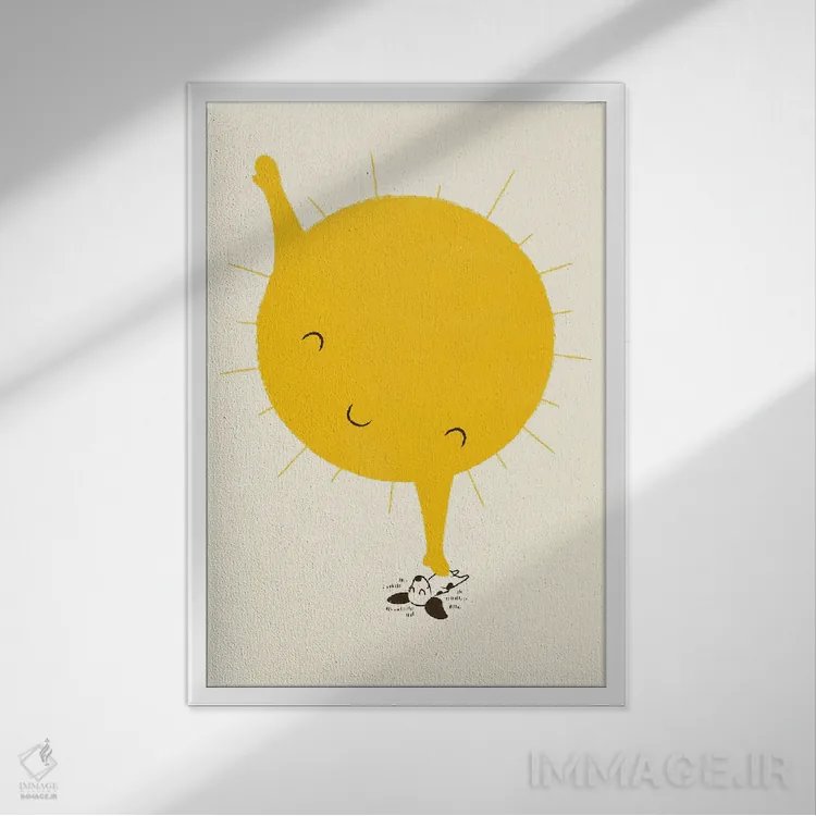 تابلو مدرن مالش شکم اثر جی فلک - نمای قابدار سفید