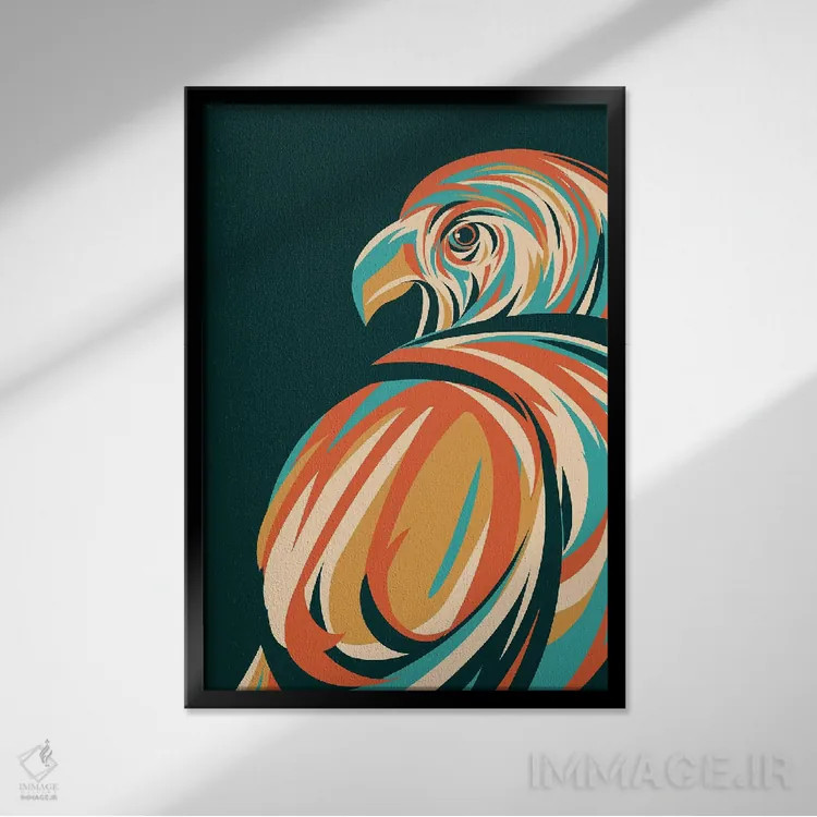 تابلو مدرن شاهین اثر جی فلک - نمای قابدار مشکی