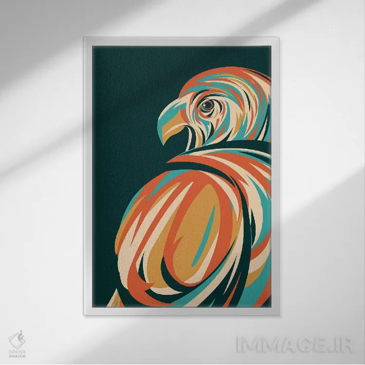 تابلو مدرن شاهین اثر جی فلک - نمای قابدار سفید