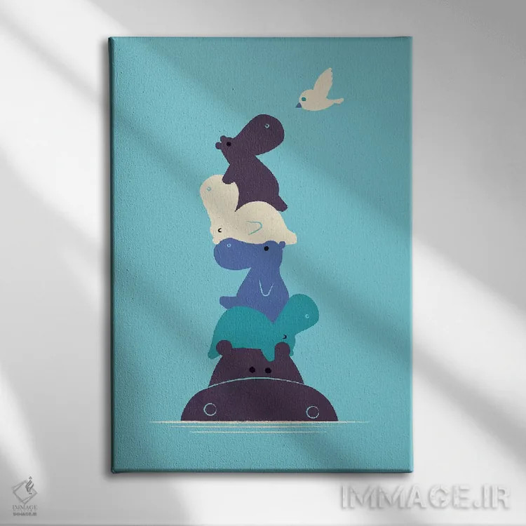 تابلو مینیمال پرنده کوچولو اثر جی فلک - نمای روبهرو روی دیوار