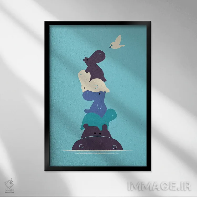 تابلو مینیمال پرنده کوچولو اثر جی فلک - نمای قابدار مشکی