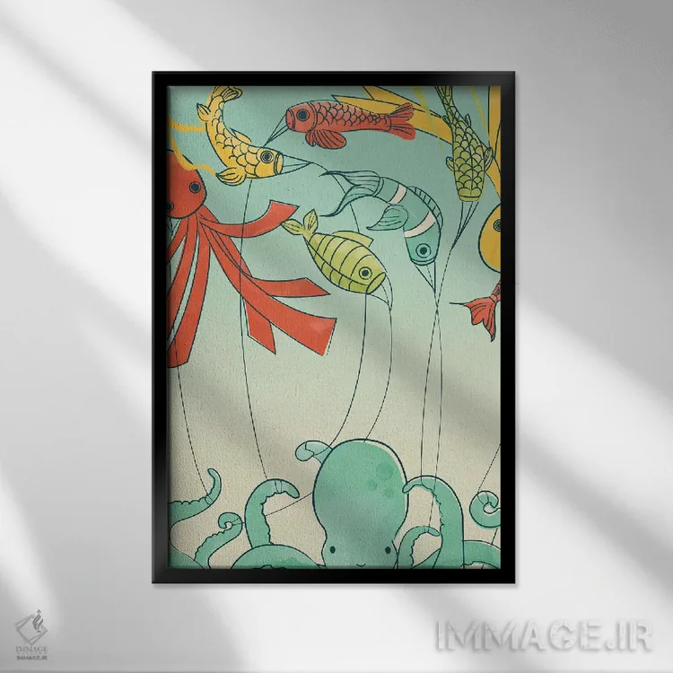 تابلو مدرن بادبادک ها اثر جی فلک - نمای قابدار مشکی