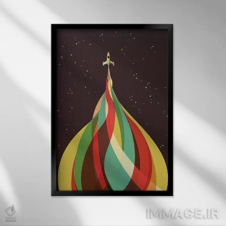 تابلو مدرن کالدئیدوسکوپ اثر جی فلک - نمای قابدار مشکی