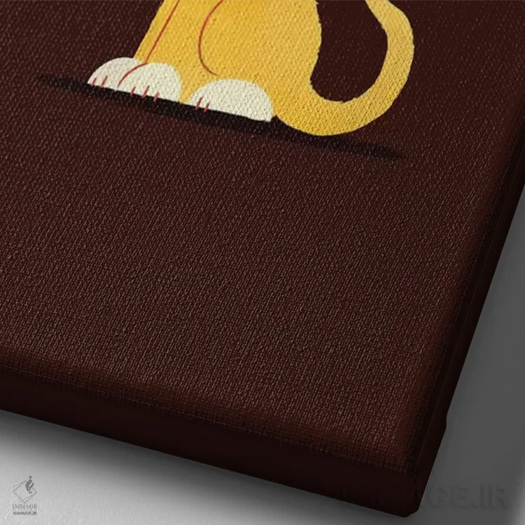 تابلو دکوراتیو شیر اثر جی فلک - نمای نزدیک بافت بوم