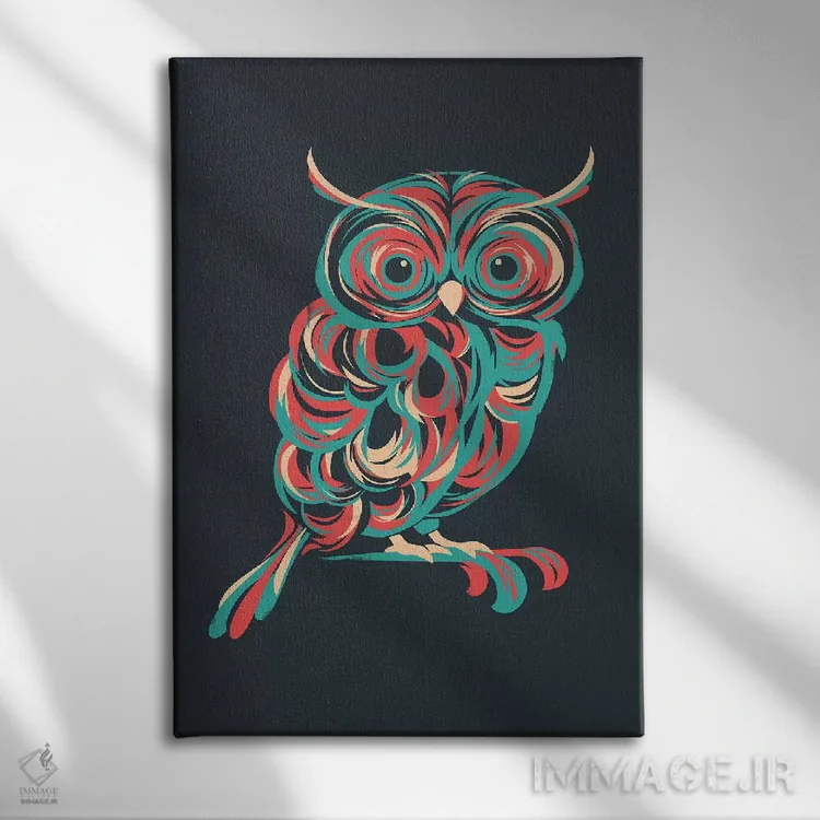 تابلو دکوراتیو جغد شب اثر جی فلک - نمای روبهرو روی دیوار