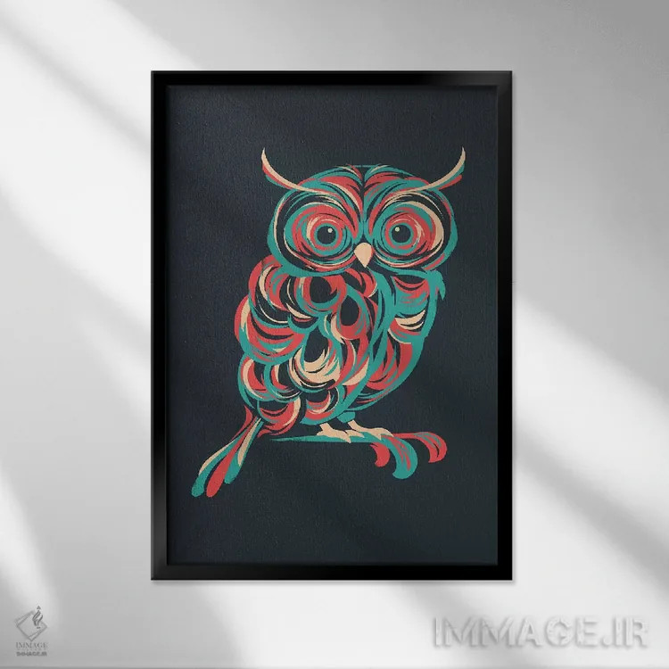 تابلو دکوراتیو جغد شب اثر جی فلک - نمای قابدار مشکی