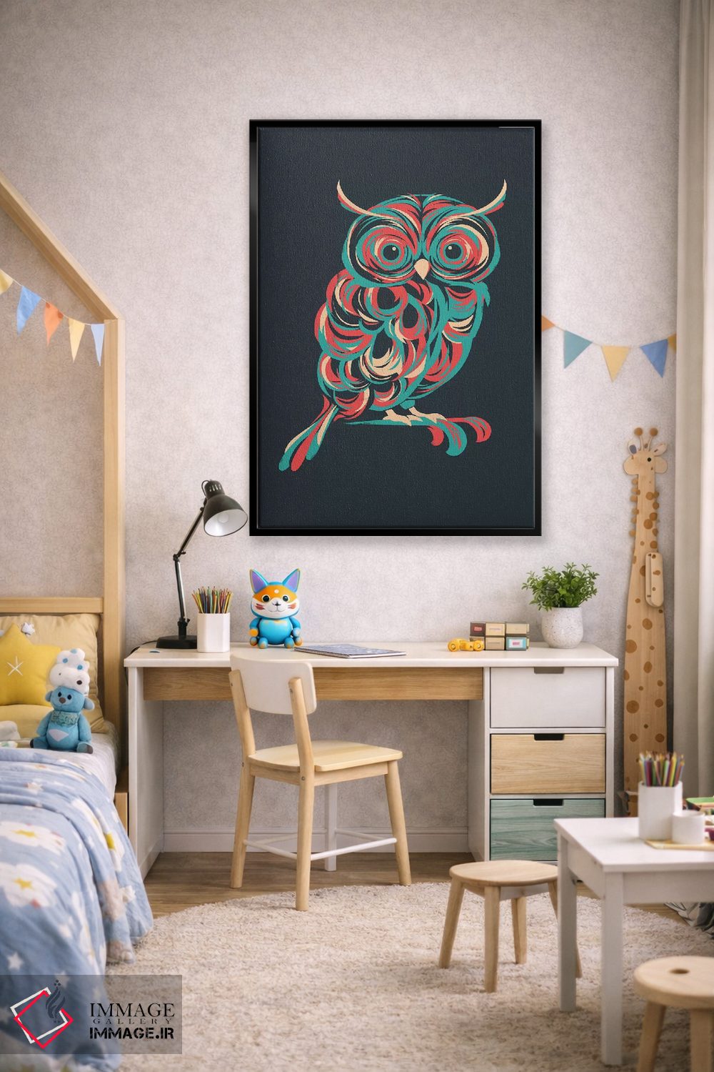 تابلو دکوراتیو جغد شب اثر جی فلک - D3B