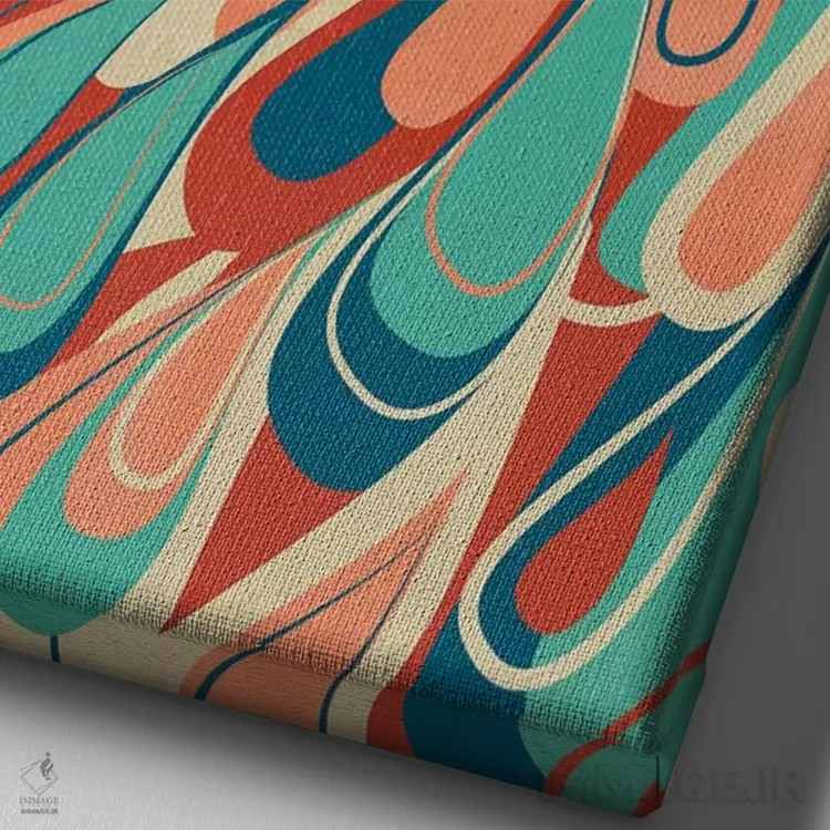 تابلو مدرن طاووس اثر جی فلک - نمای نزدیک بافت بوم